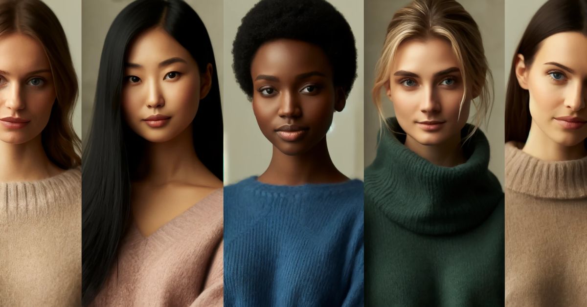 Forskellige typer kvinder i cashmere sweatere